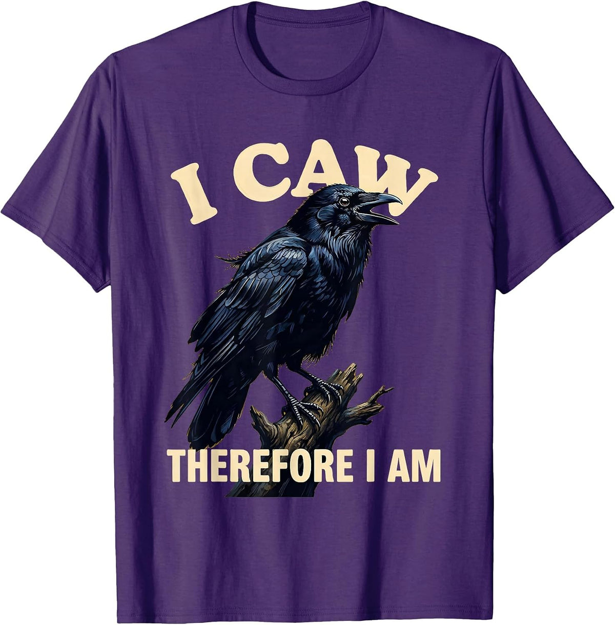 I Caw Therefore I Am Crow Philosophy Design T-Shirt - Purple