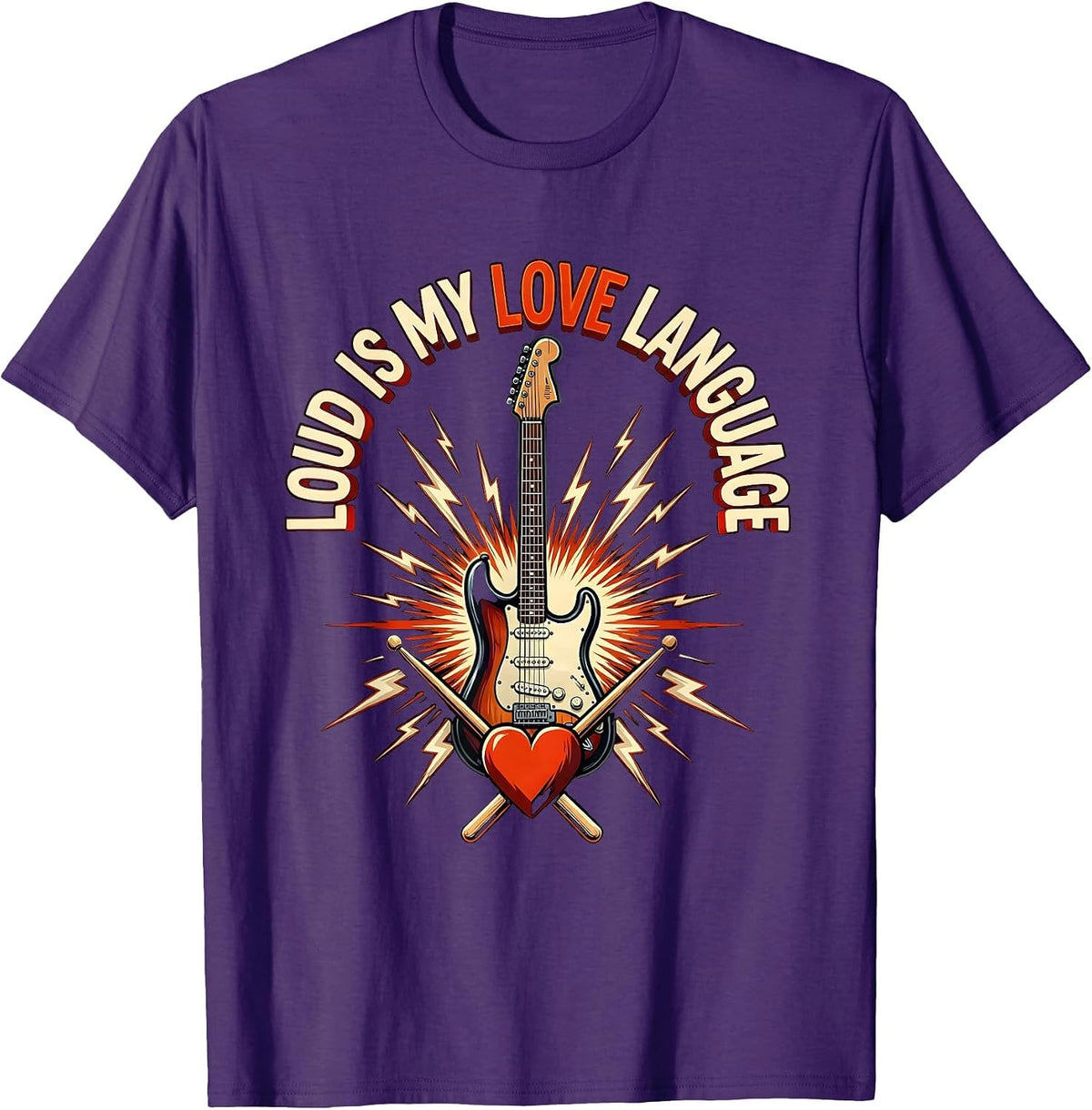 Loud Is My Love Language Heavy Metal Design T-Shirt - Purple