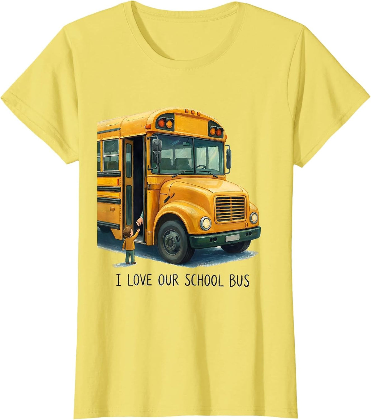 Women's I Love Our School Bus Funny School Bus Driver Appreciation T-Shirt - Lemon Yellow