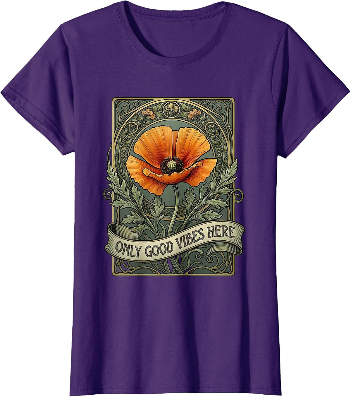 Only Good Vibes Here California Design T-Shirt - Purple