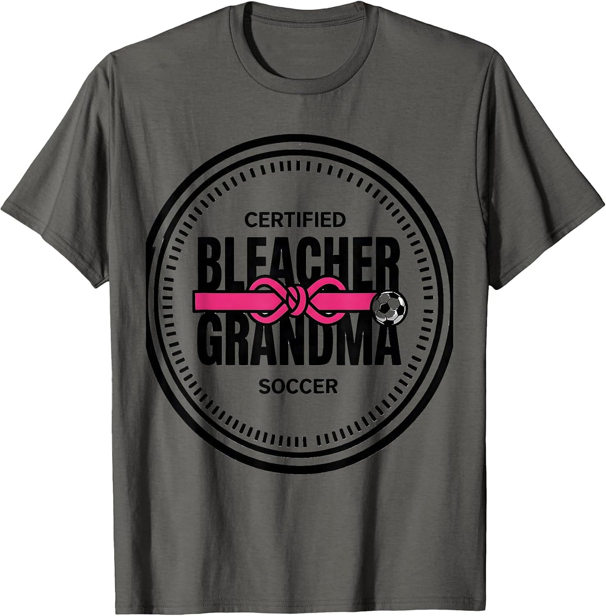 Certified Bleacher Grandma Soccer Cute Bow Family Pride T-Shirt - Asphalt Grey