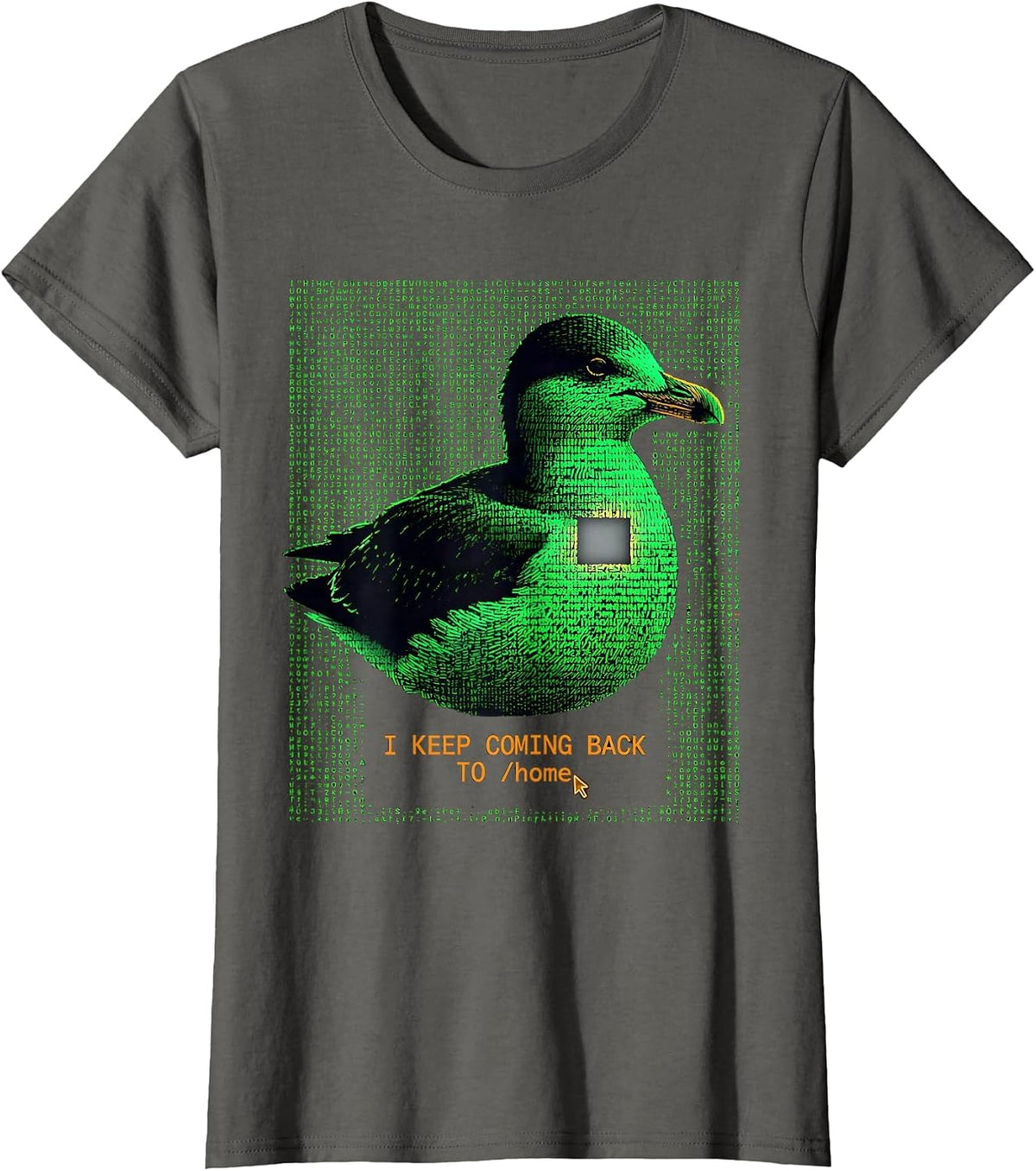 Women's I Keep Coming Back To /home Ascii Terminal Art Linux User T-Shirt - Asphalt Grey