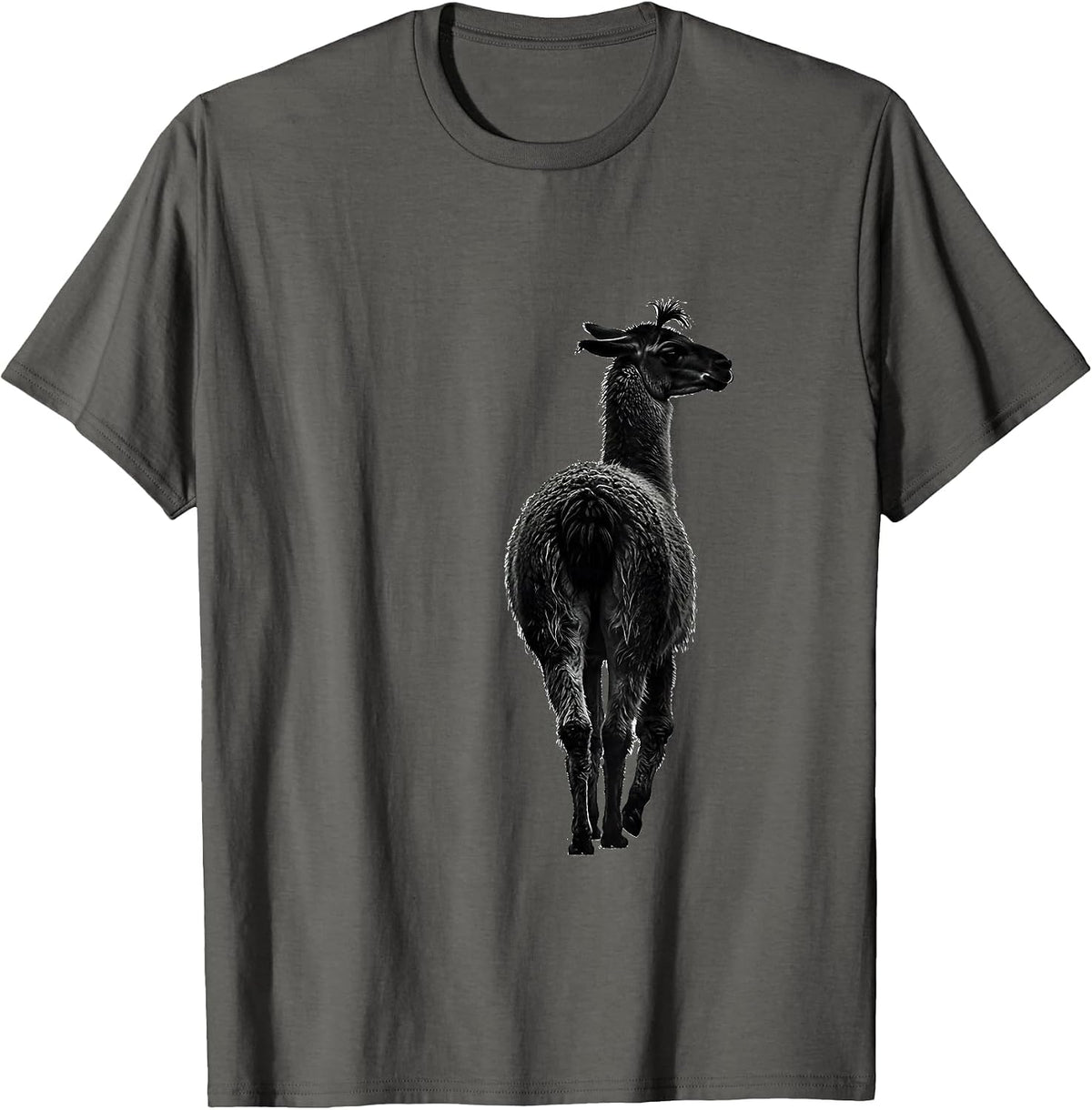 Men's Llama Silhouette Funny Alpaca Lover Gift T-Shirt - Asphalt Grey