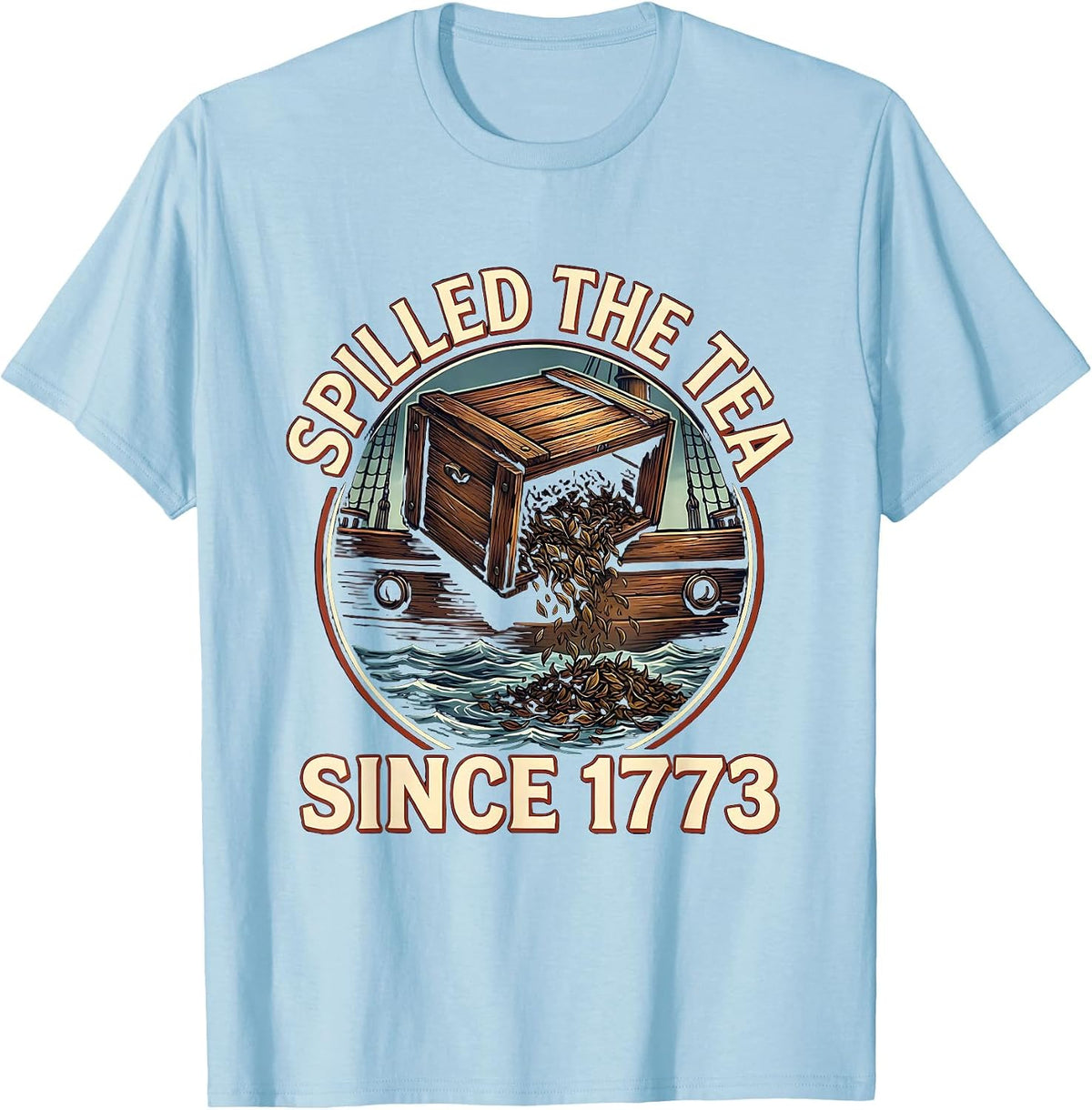 Men's Spilled The Tea Since 1773 Funny History Teacher US History T-Shirt - Baby Blue
