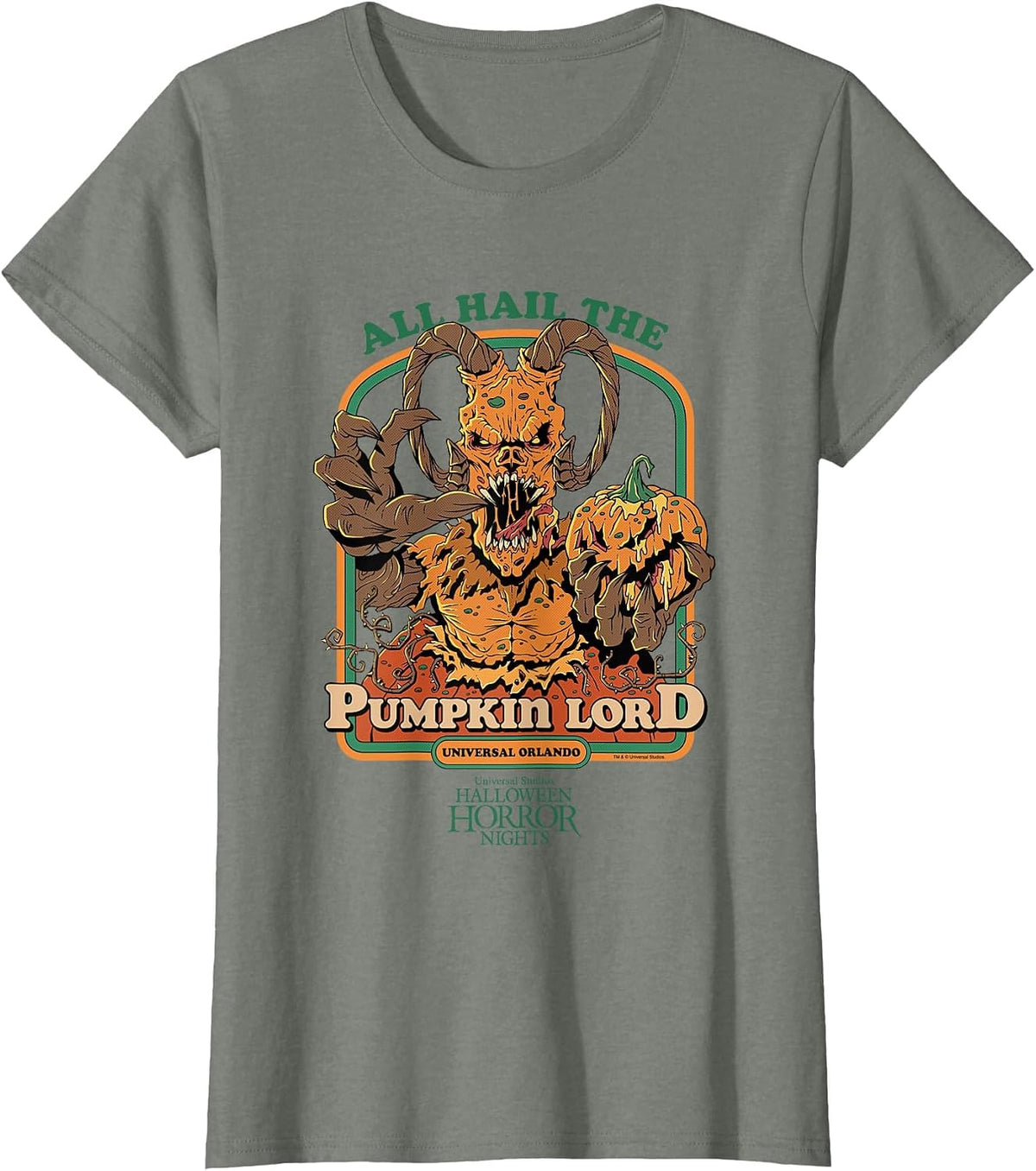 Halloween Horror Nights HHN Alles Heil dem Kürbislord T-Shirt - Olive Heather