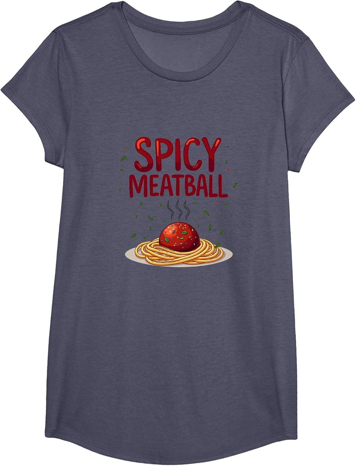 Mademark Italian & Italian-American T-Shirt - Girls Heather Blue-spicy Meatball Italians for Women Pasta Lovers Foodie
