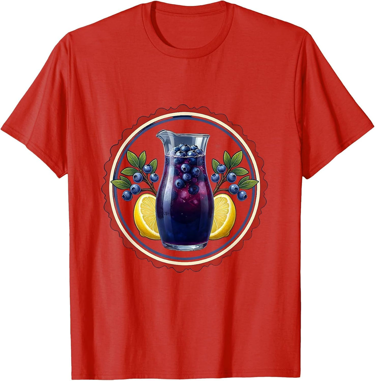 Men's Red White and Blueberries Lemonade Pitcher Graphic T-Shirt - Red