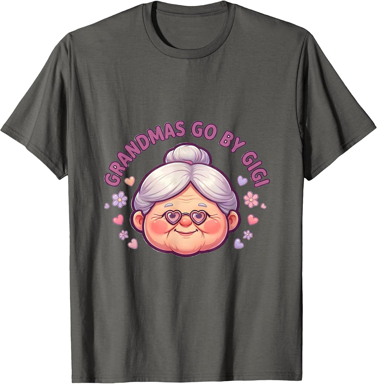 Grandmas Go By Gigi Grandmother Design T-Shirt - Asphalt Grey