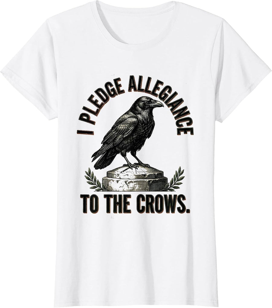 Women's I Pledge Allegiance To The Crows Vintage Gothic Crow Lover T-Shirt - White