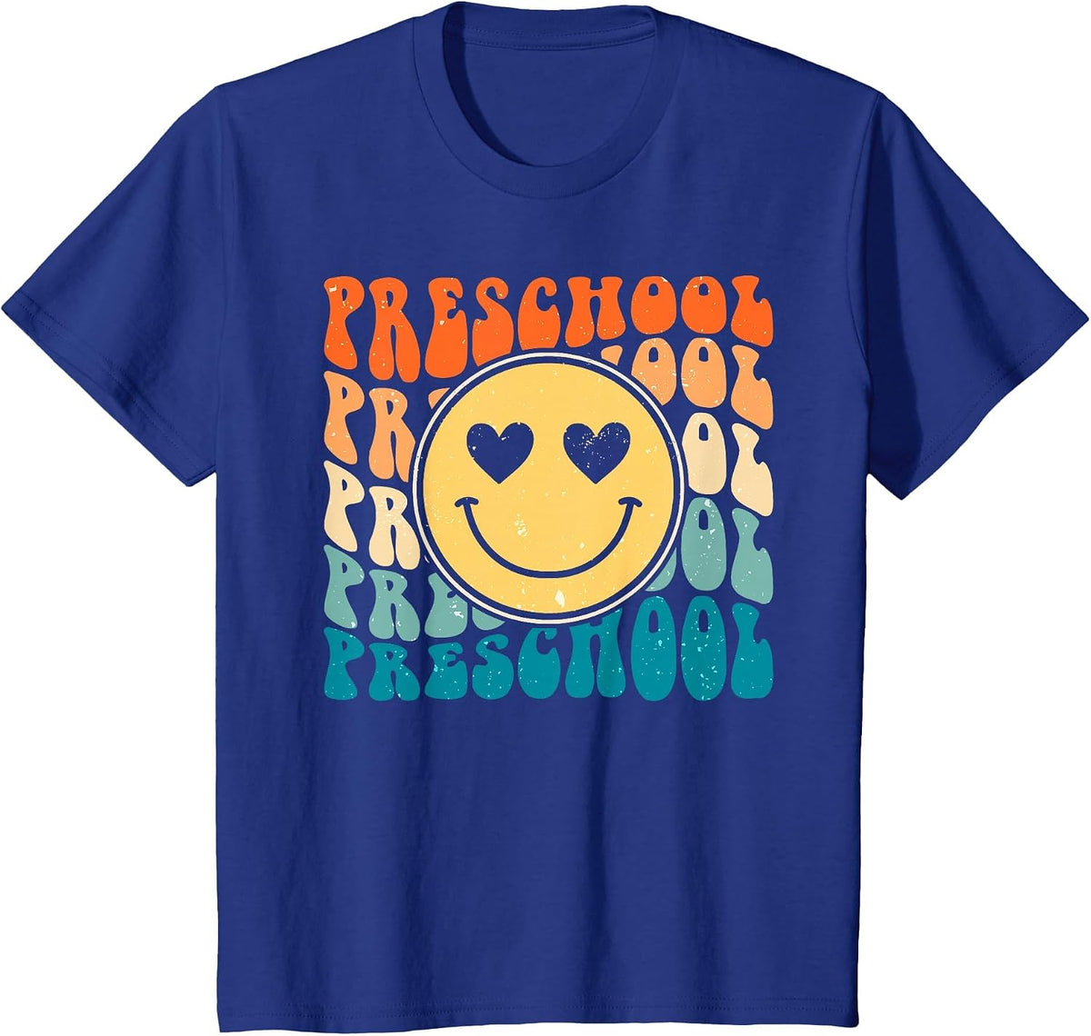 Back to School Groovy Smile Preschool Teachers Students Kids T-Shirt - Royal Blue