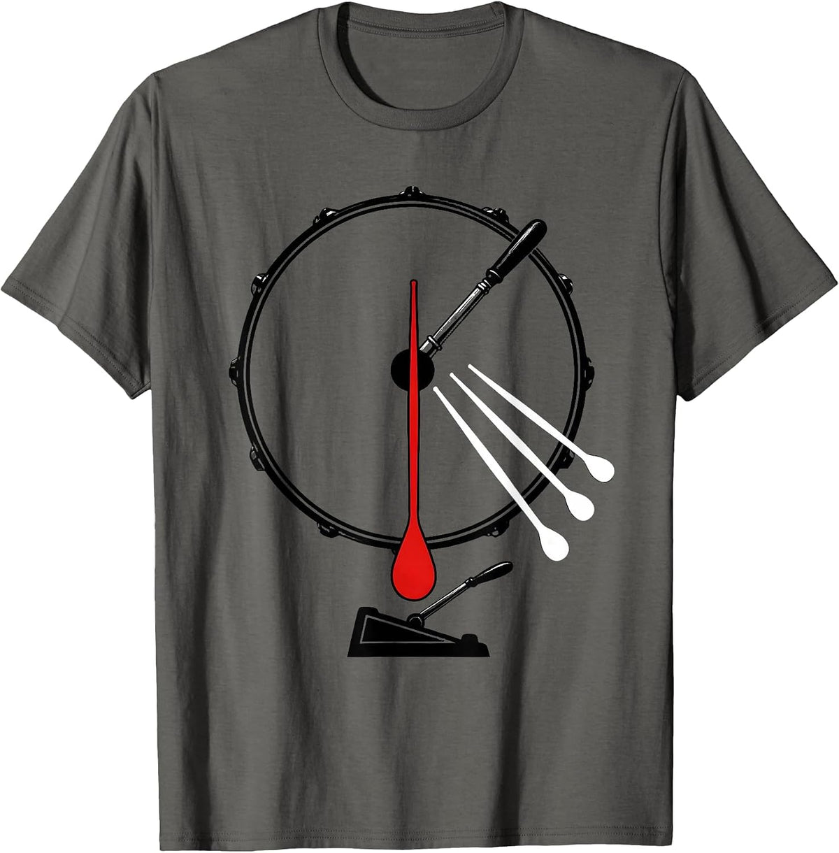 Bass-Drum Metronome Drummer Percussionist Humor T-Shirt - Asphalt Grey