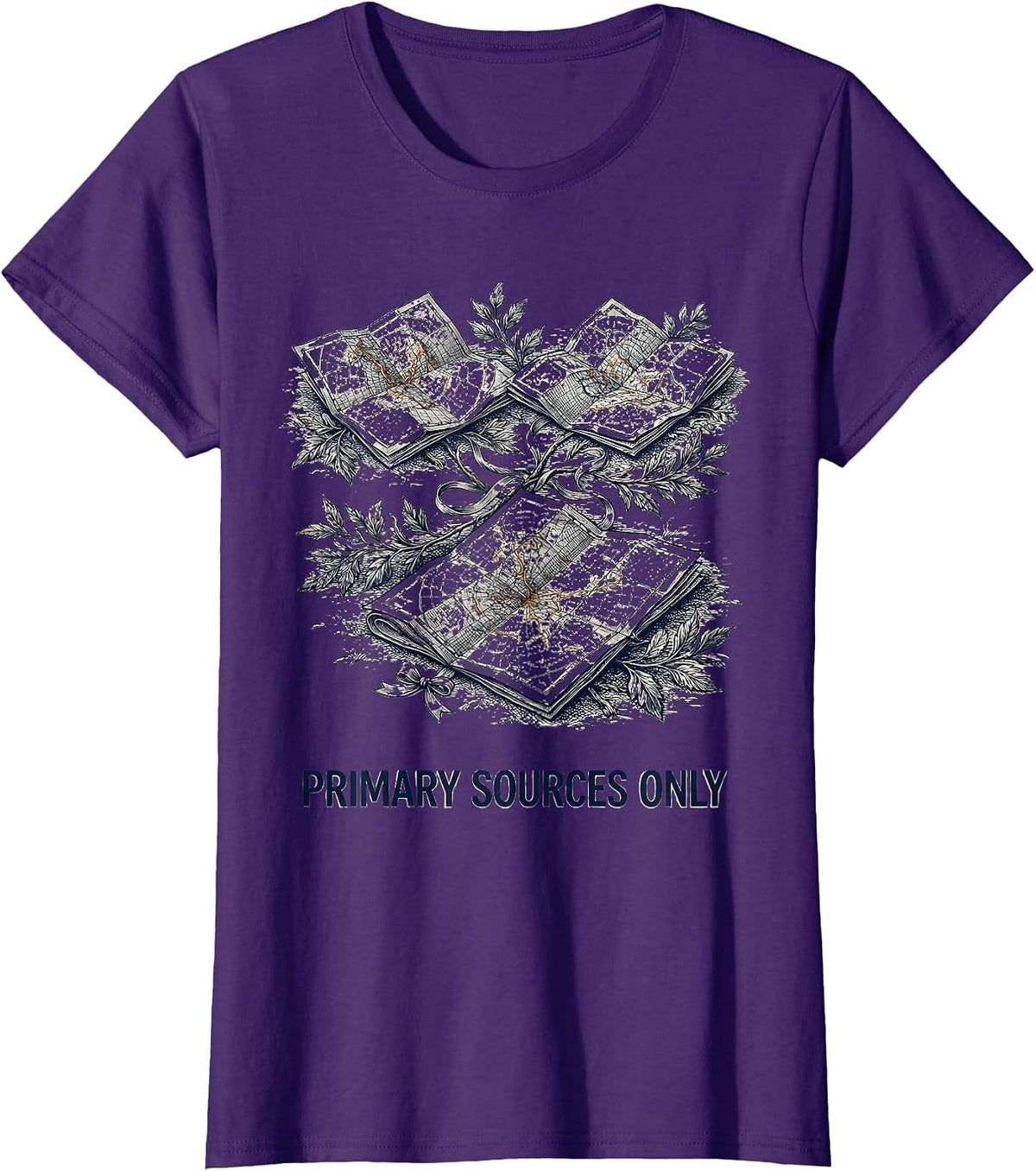 Women's Primary Sources Only Funny History Teacher Back To School T-Shirt - Purple