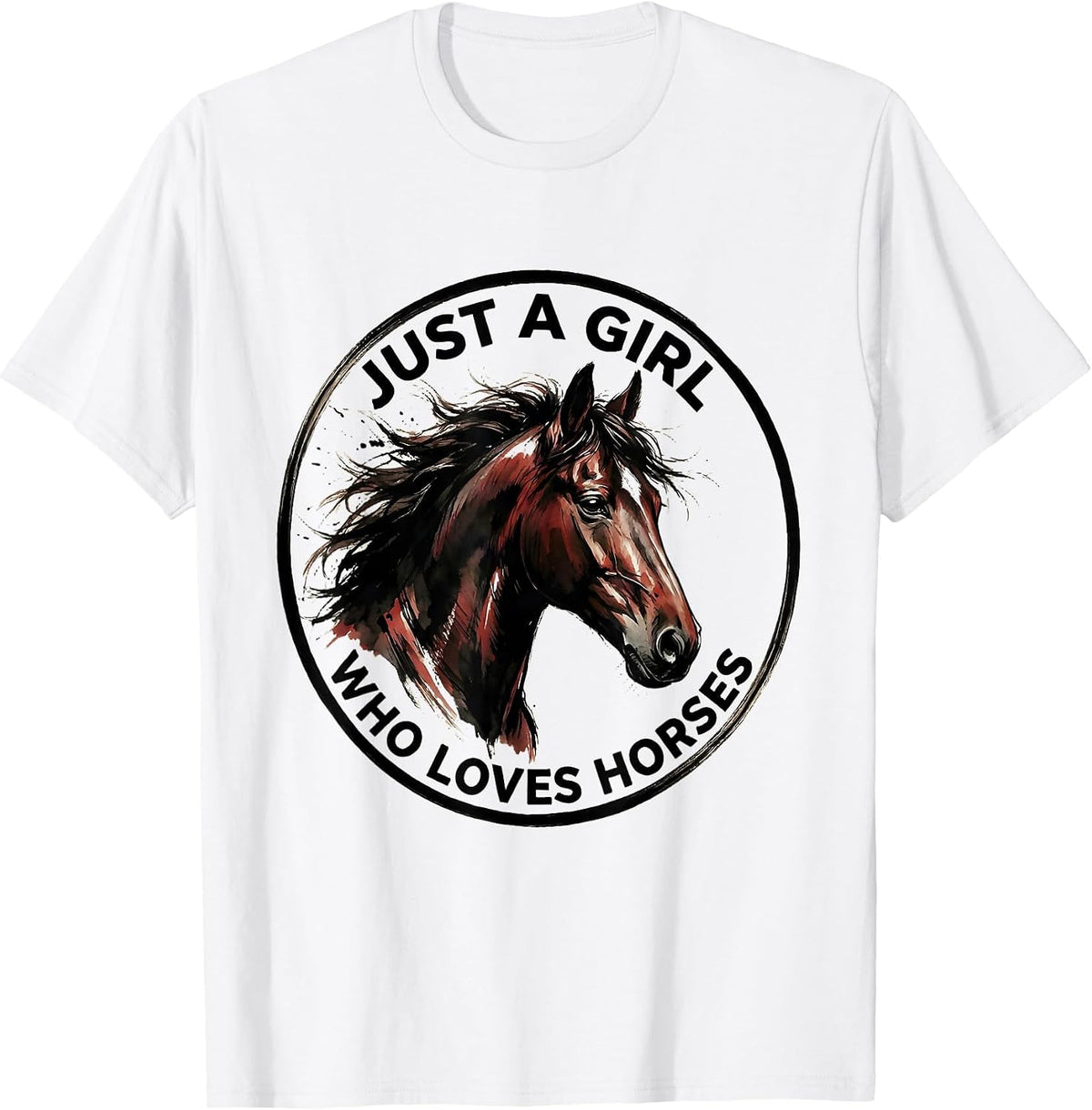 Men's Just a Girl Who Loves Horses Equestrian Design T-Shirt - White