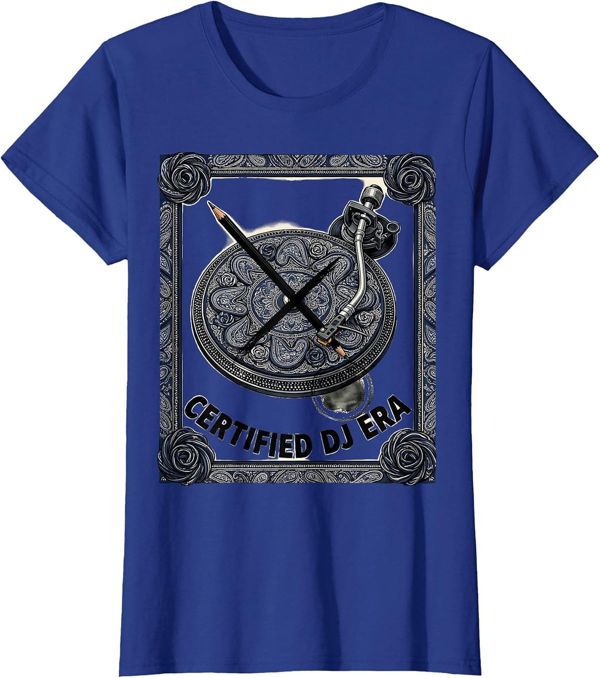 Women's Certified DJ Era Retro Hip-Hop Golden Era Music Fan T-Shirt - Royal Blue