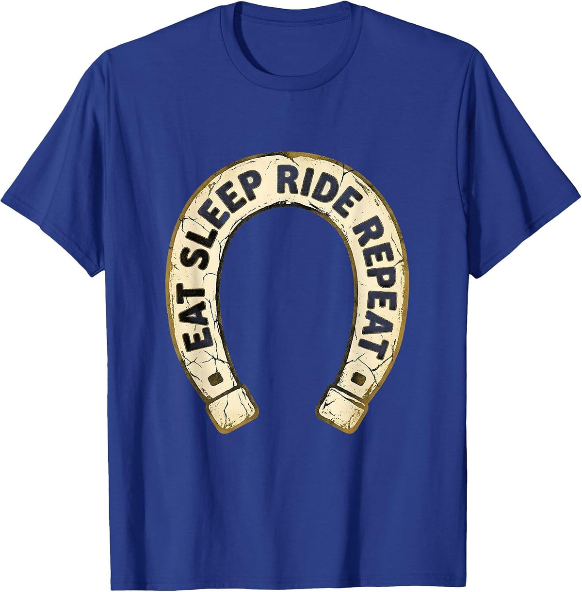 Eat Sleep Ride Repeat Equestrian Design T-Shirt - Royal Blue