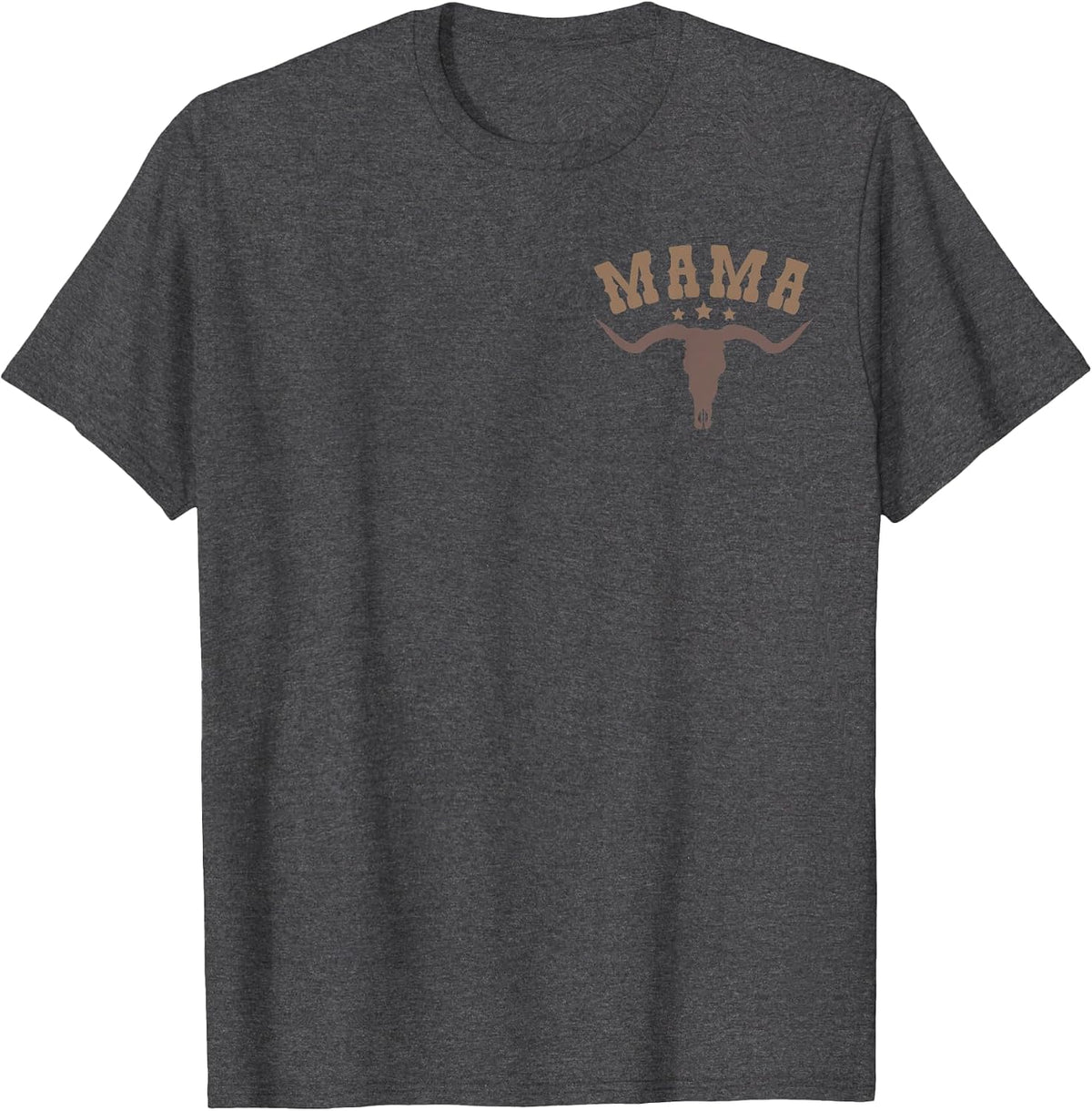 Mama Skull Highland Cow Boy Western Rodeo Family Matching T-Shirt, Men, Dark Heather Grey, Medium - As Pictured