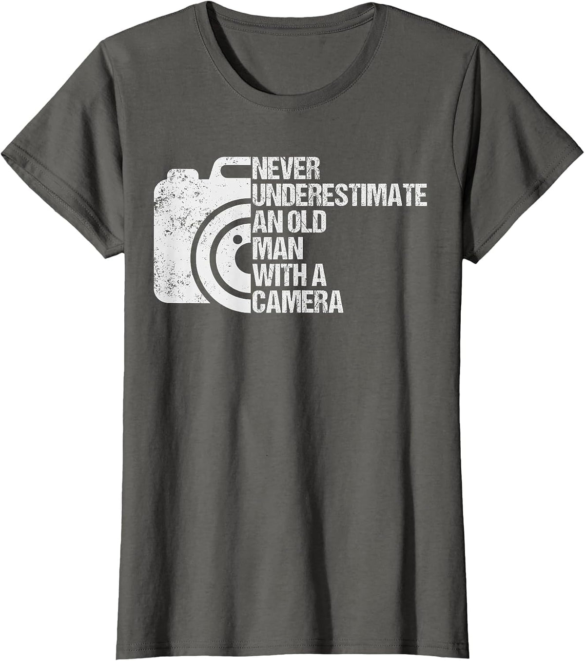 Never Underestimate an Old Man with A Camera Photography T-Shirt - Asphalt Grey
