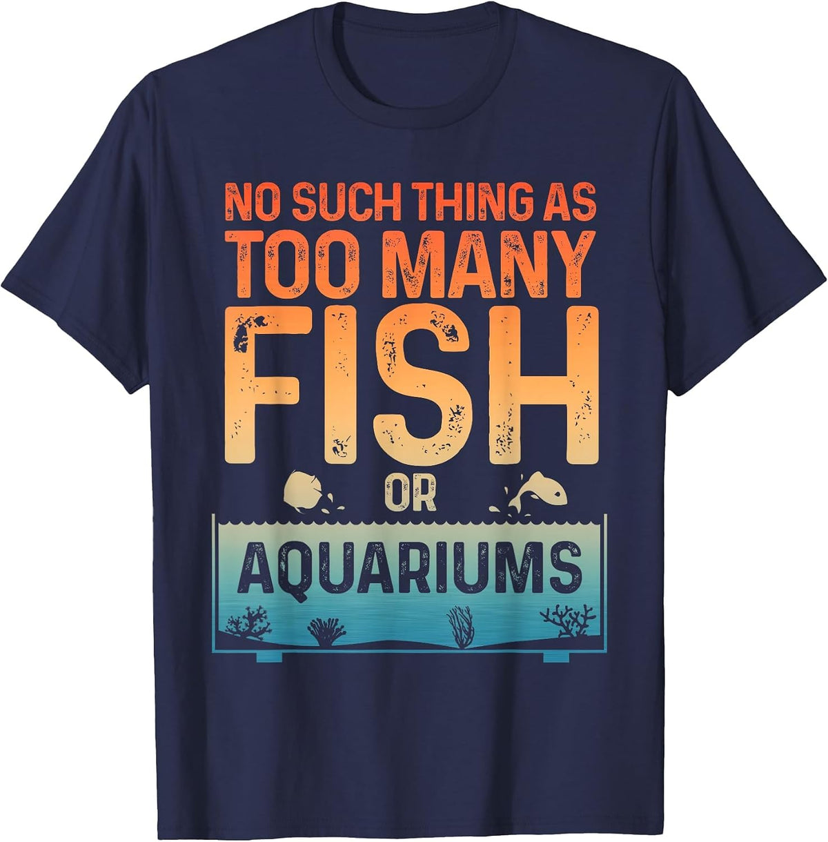 Aquarium Design for Men Women Fish Lover Aquarium Fish Tank T-Shirt - Navy Blue