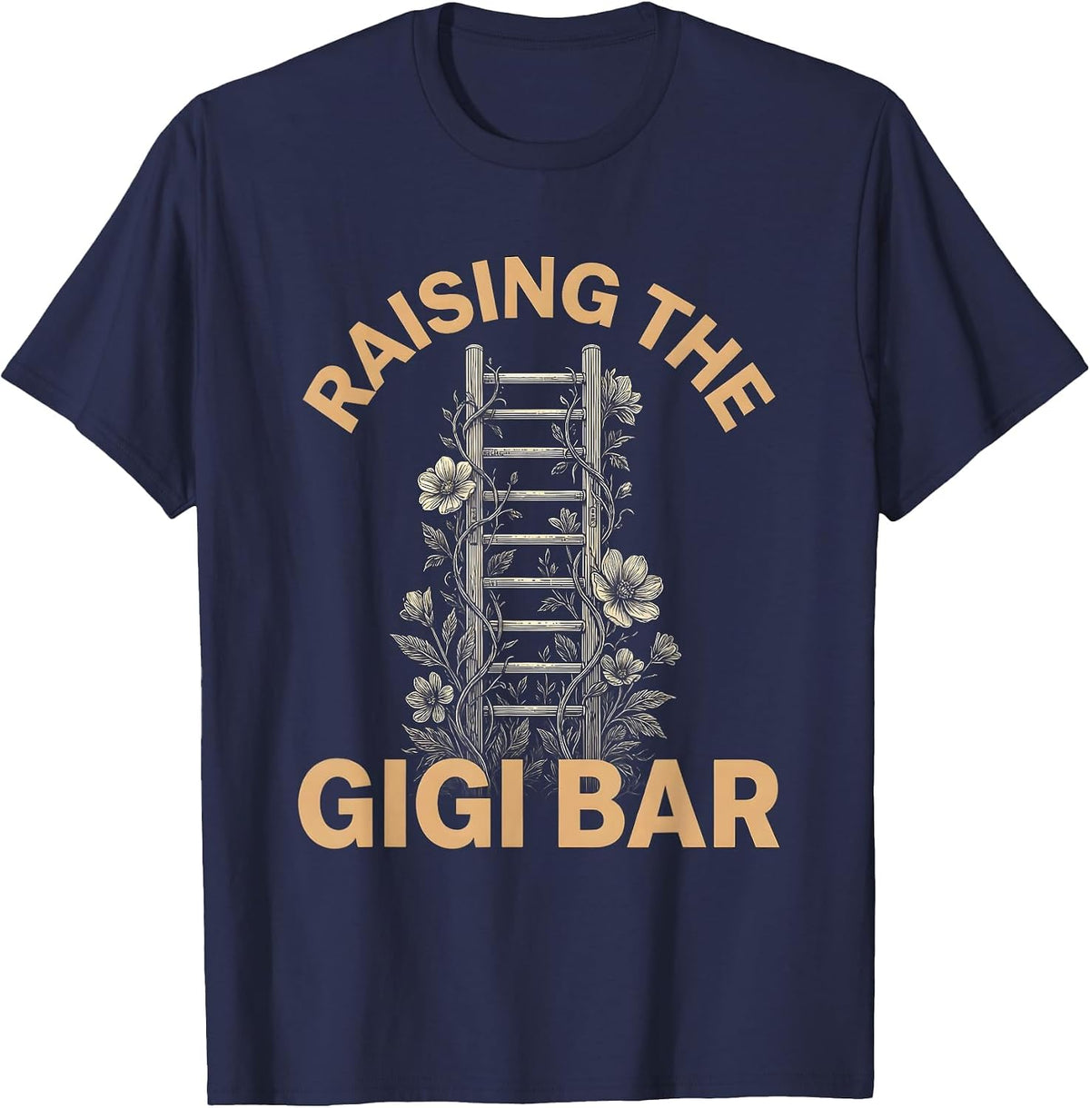 Raising the Gigi Bar Grandma Pride Design T-Shirt - Navy Blue
