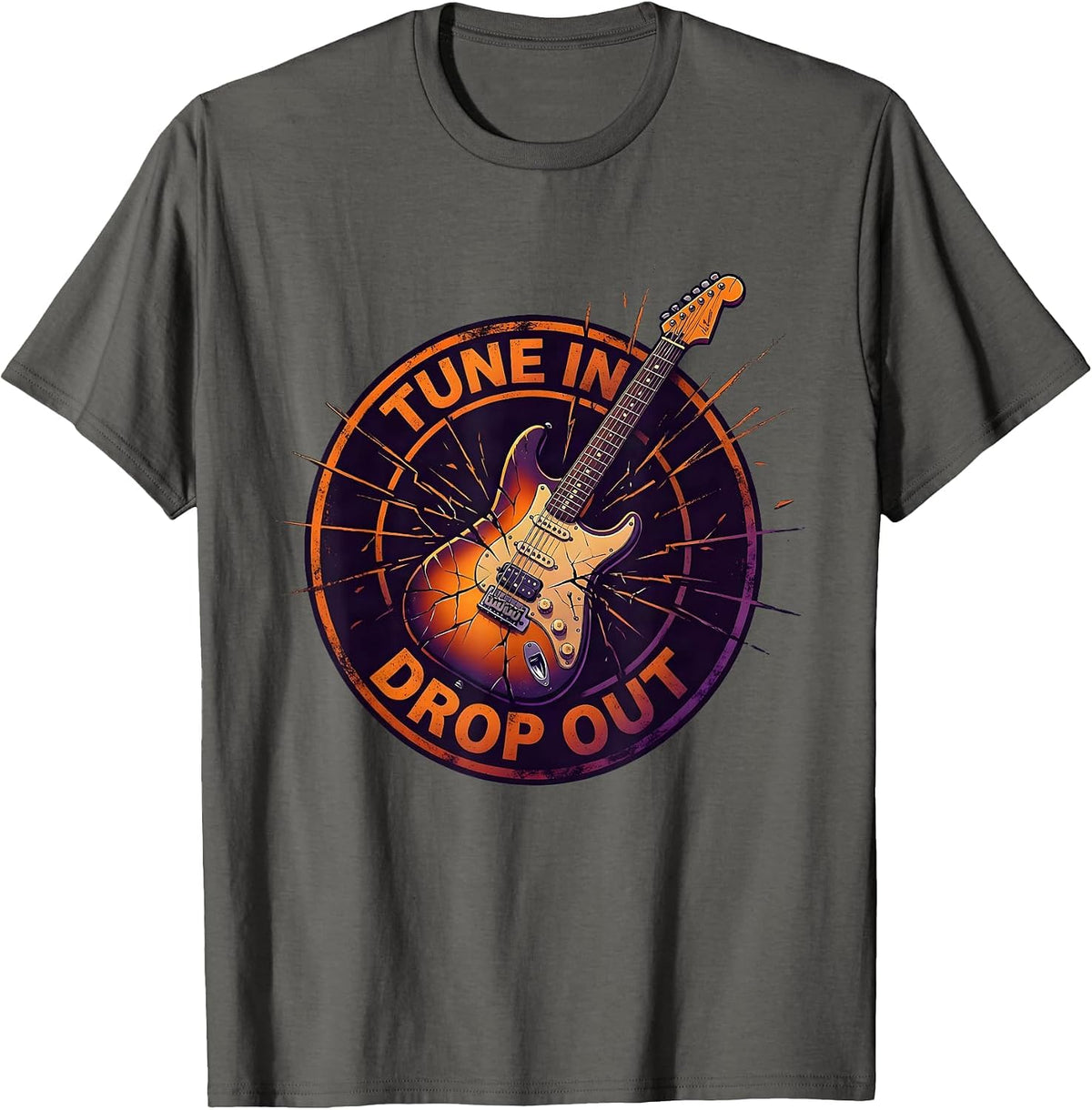 Tune In Drop Out Grunge Counterculture Design T-Shirt - Asphalt Grey