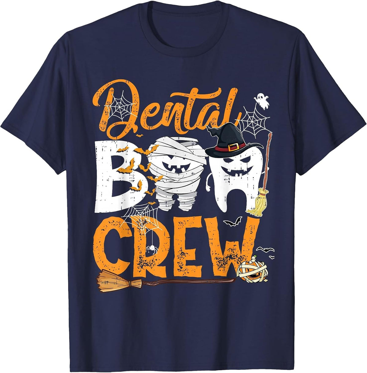 Dental Boo Crew Funny Dentist Assistant Halloween Costume T-Shirt - Navy Blue