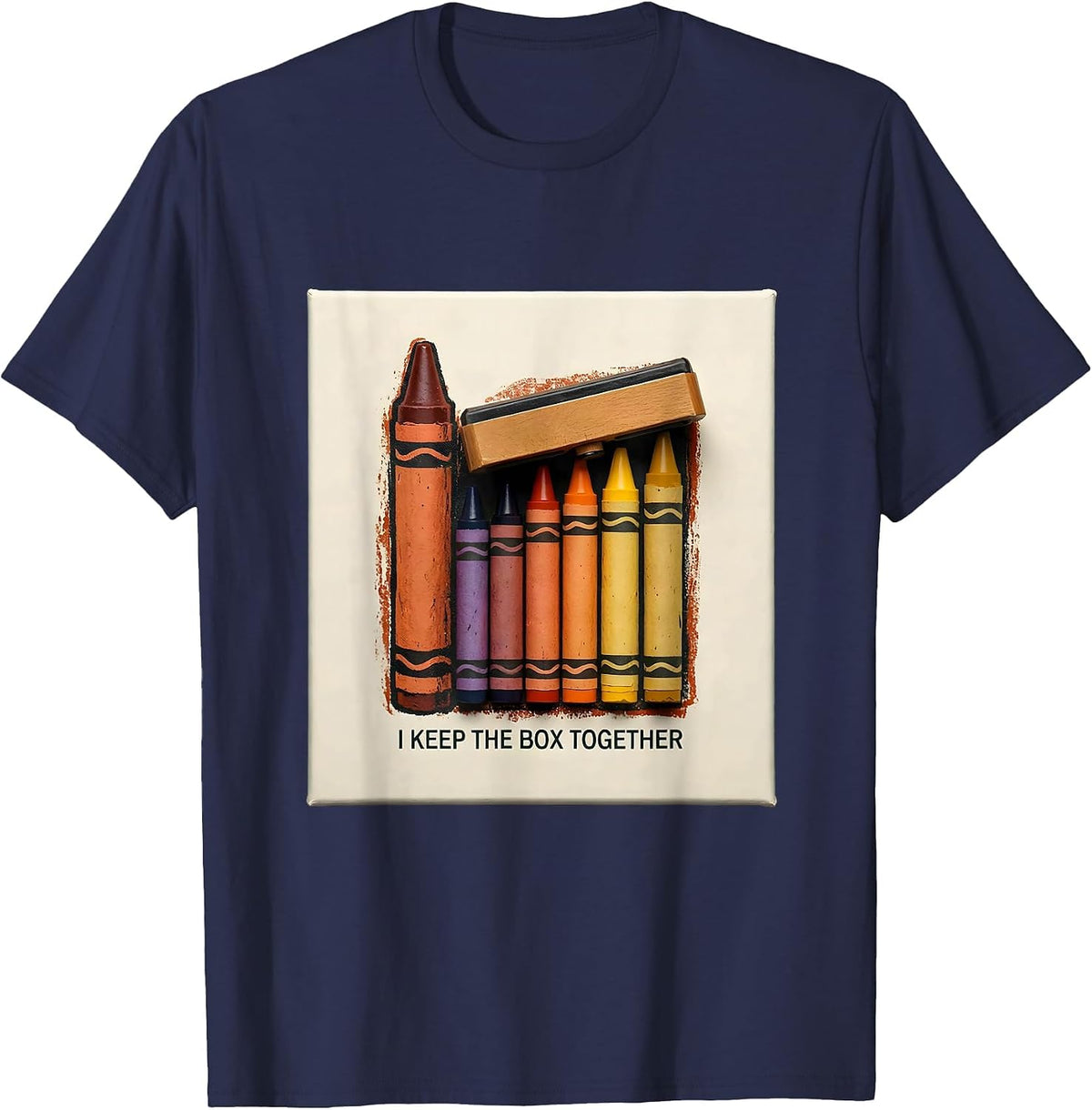 I Keep The Box Together Rubber Stamp Teacher Halloween Party T-Shirt - Navy Blue
