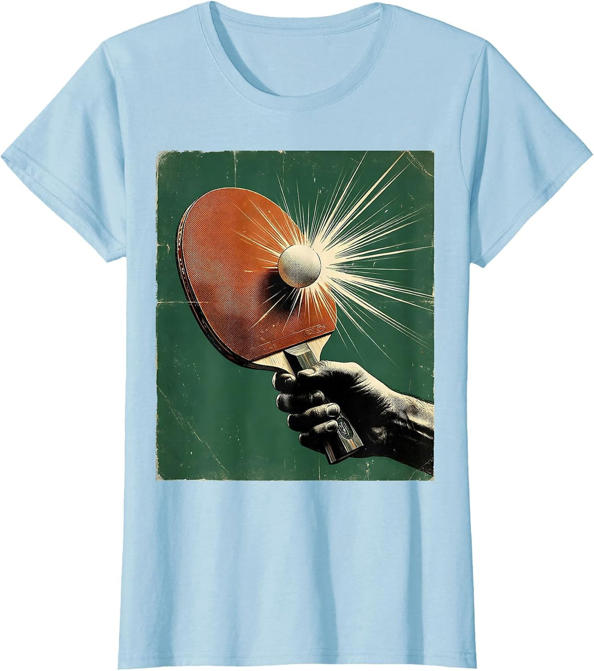 Ping Pong Paddle Mid-Slam Graphic Tee T-Shirt - Baby Blue