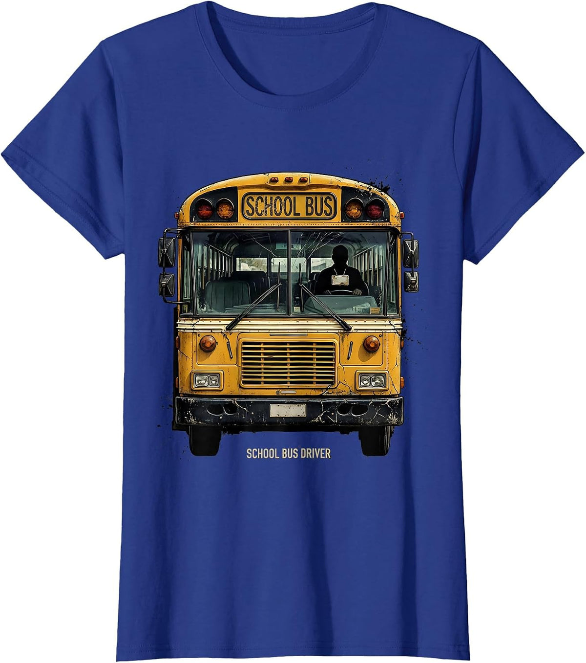 Women's Distressed School Bus Driver Humor Appreciation Gift T-Shirt - Royal Blue