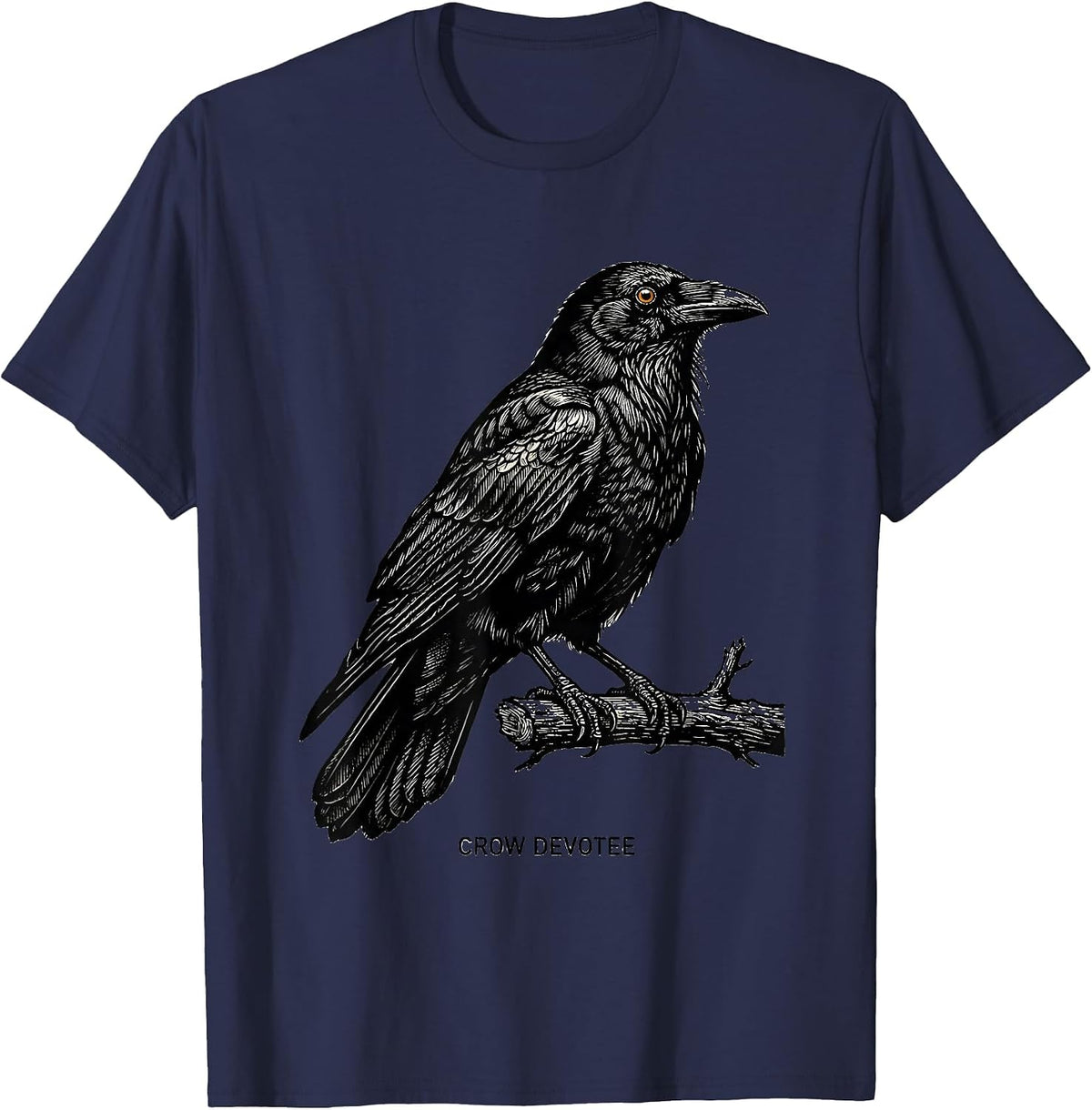 Crow Devotee Gothic Nature Bird Enthusiast Dark Humor T-Shirt - Navy Blue