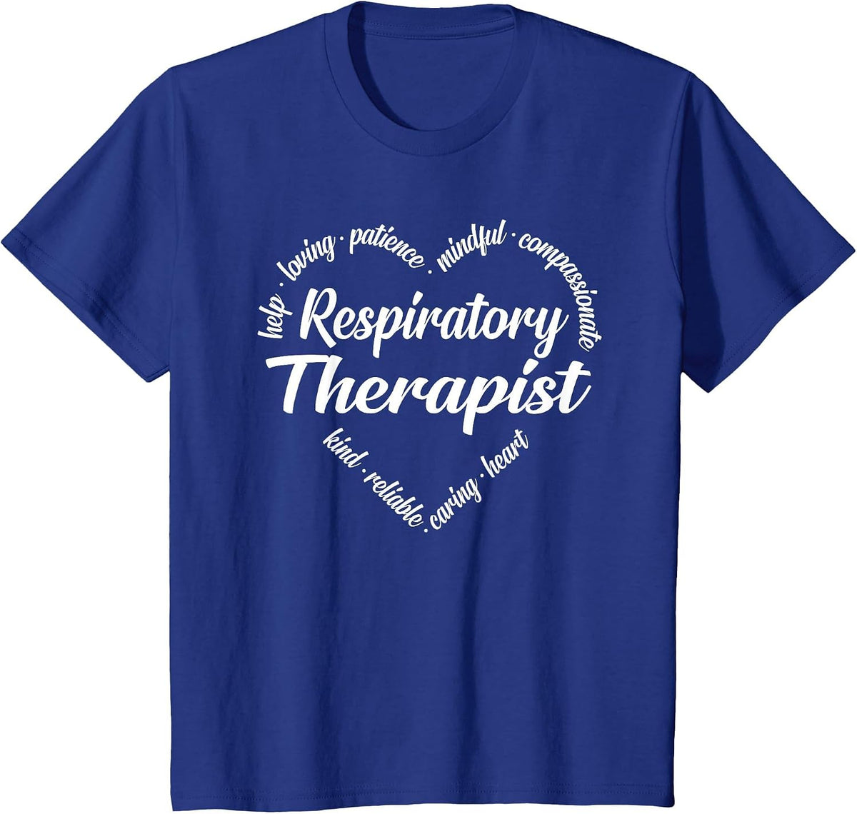 Respiratory Therapist Heart Word Cloud T-Shirt - Royal Blue