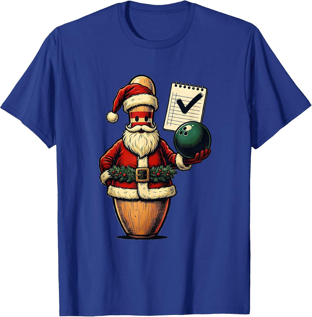 Men's Bowling Santa Magistrate Holiday Humor Funny Bowling Player T-Shirt - Royal Blue
