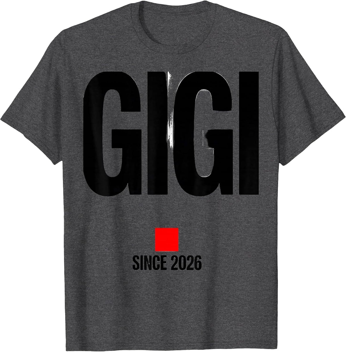 Men's Gigi Since 2026 Geometric Sentimental Family Announcement T-Shirt - Dark Heather Grey