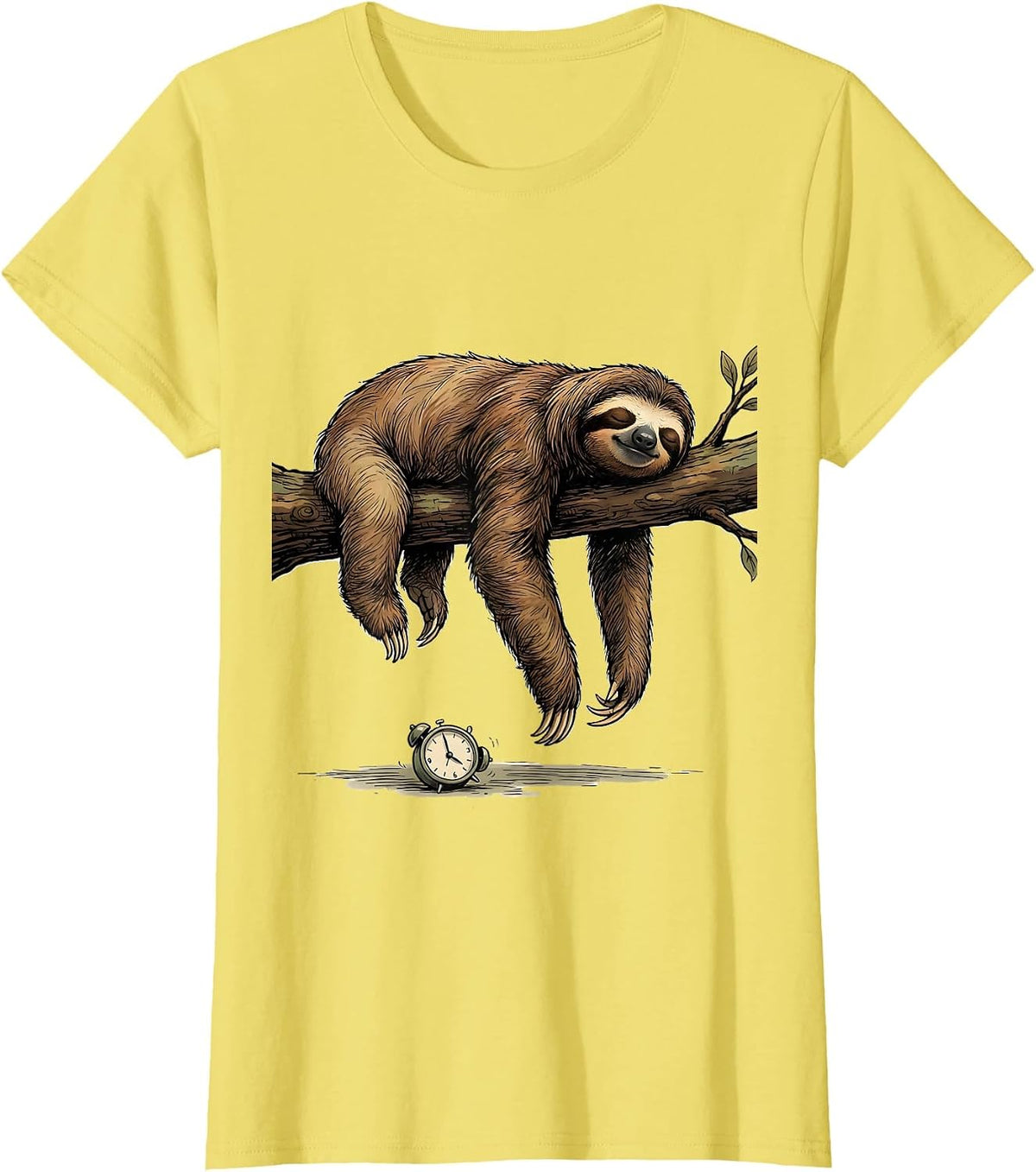 Sleepy Sloth Lazy Humor Animal Lover Gift T-Shirt - Lemon Yellow