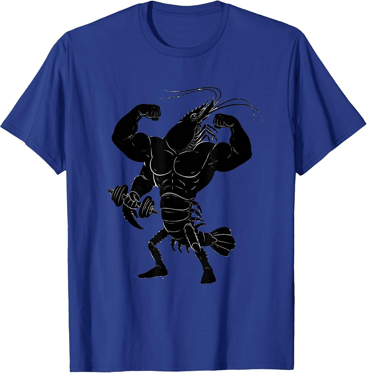 Muscular Shrimp Bicep Curl Funny Gym Design T-Shirt - Royal Blue