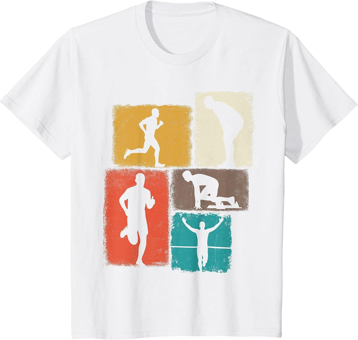 Running Collage Runner Men Coach Marathoner Run Dad T-Shirt - White