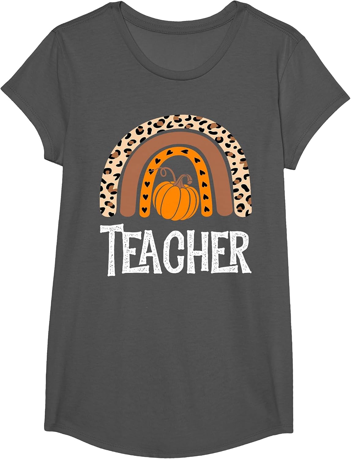 Thanksgiving Party School Matching EL Teacher Squad Fall T-Shirt - Girls Asphalt Grey