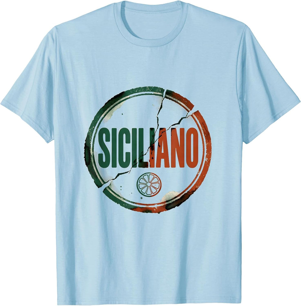 Men's Siciliano Rubber Stamp Italian Heritage Family Pride T-Shirt - Baby Blue