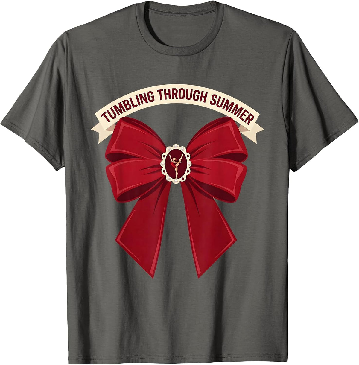 Tumbling Through Summer Gymnastics Life Design T-Shirt - Asphalt Grey