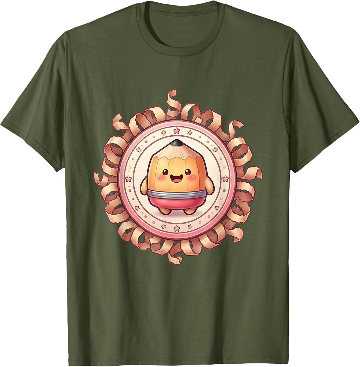 Pink Pencil Sharpener Art Teacher Gift T-Shirt - Olive Green