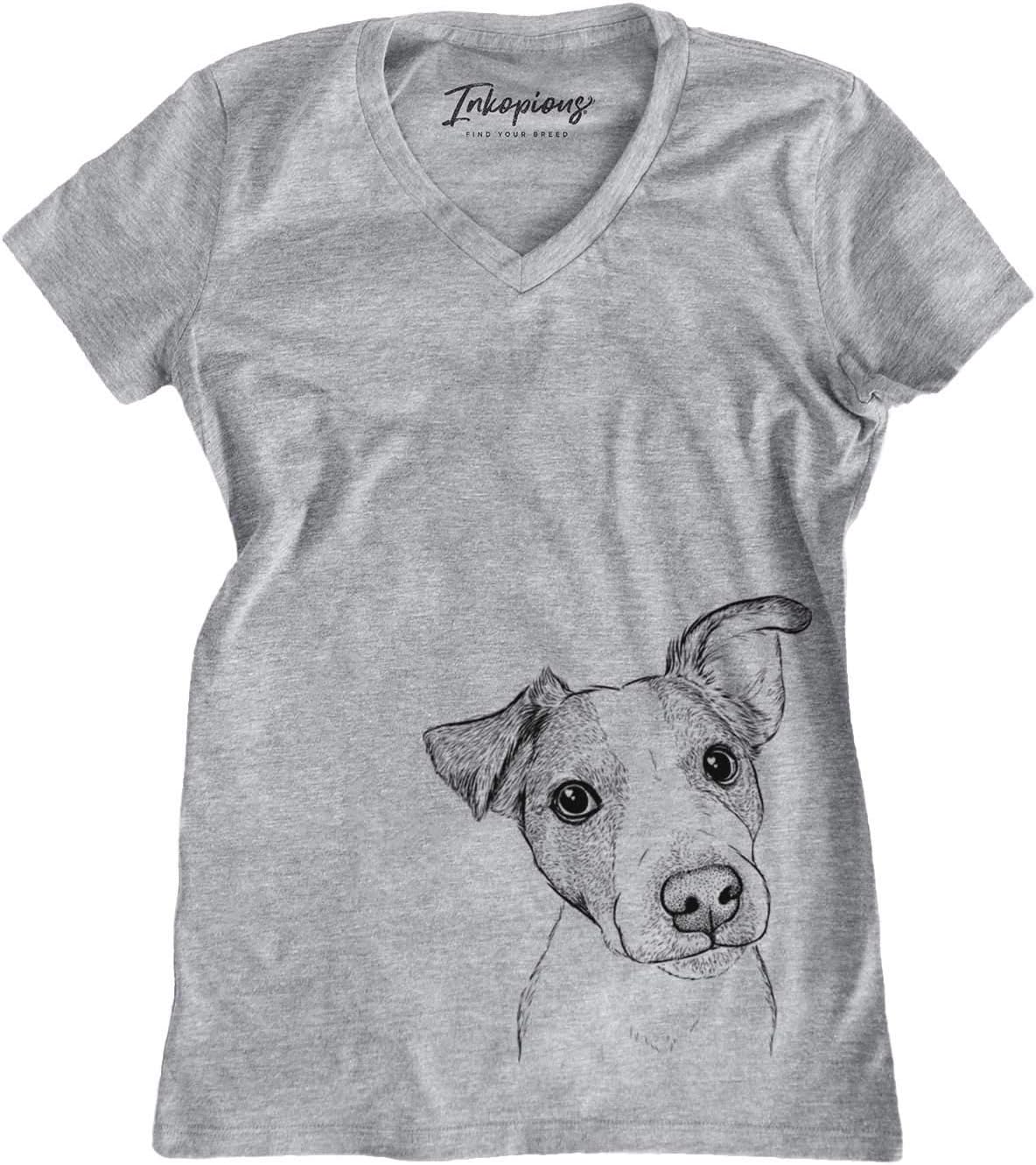 Bare Bosse the Jack Russell Terrier Dog Triblend T-Shirt - Grey V-neck