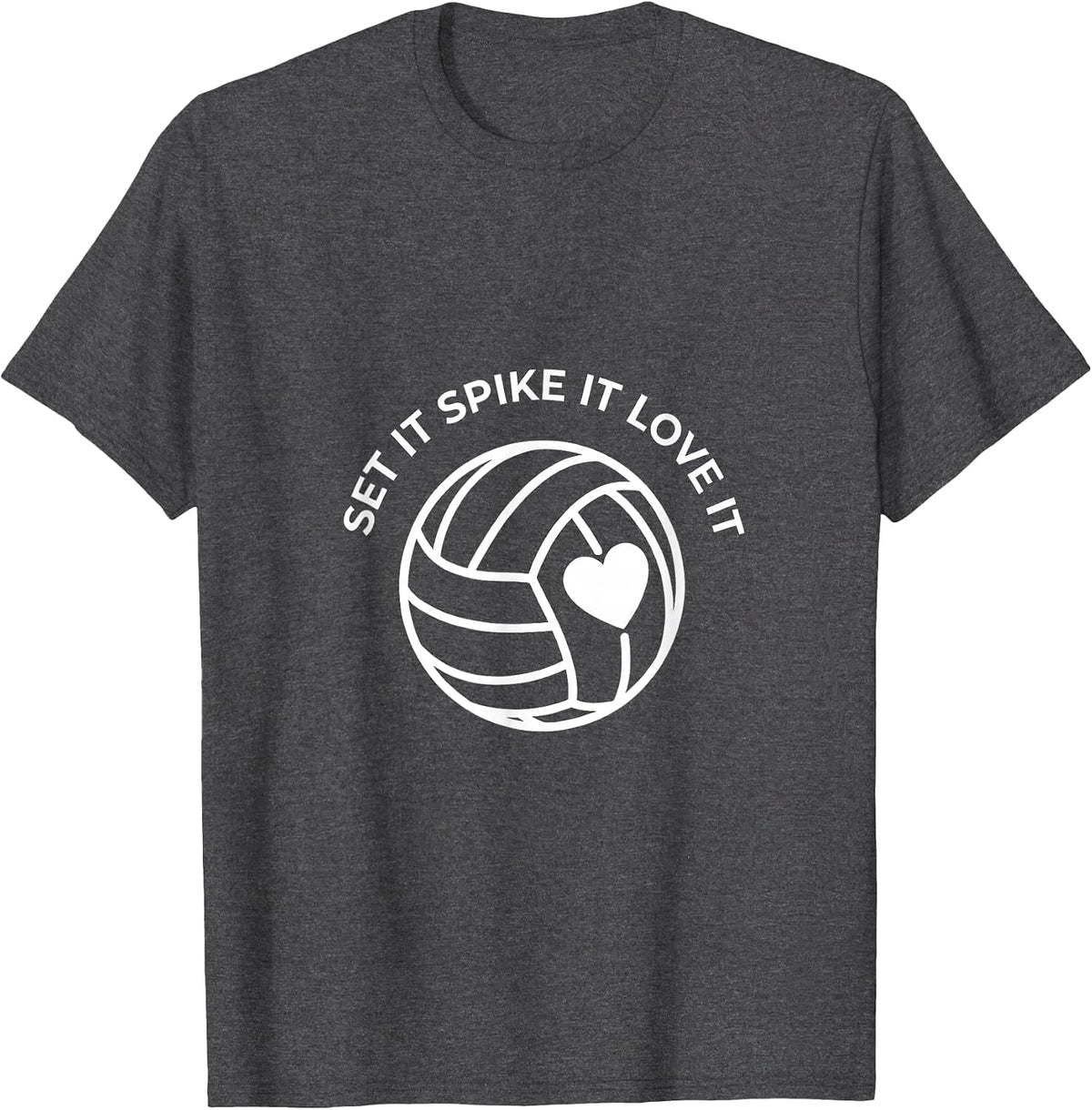Set It Spike It Love It Volleyball Mom Design T-Shirt - Dark Heather Grey