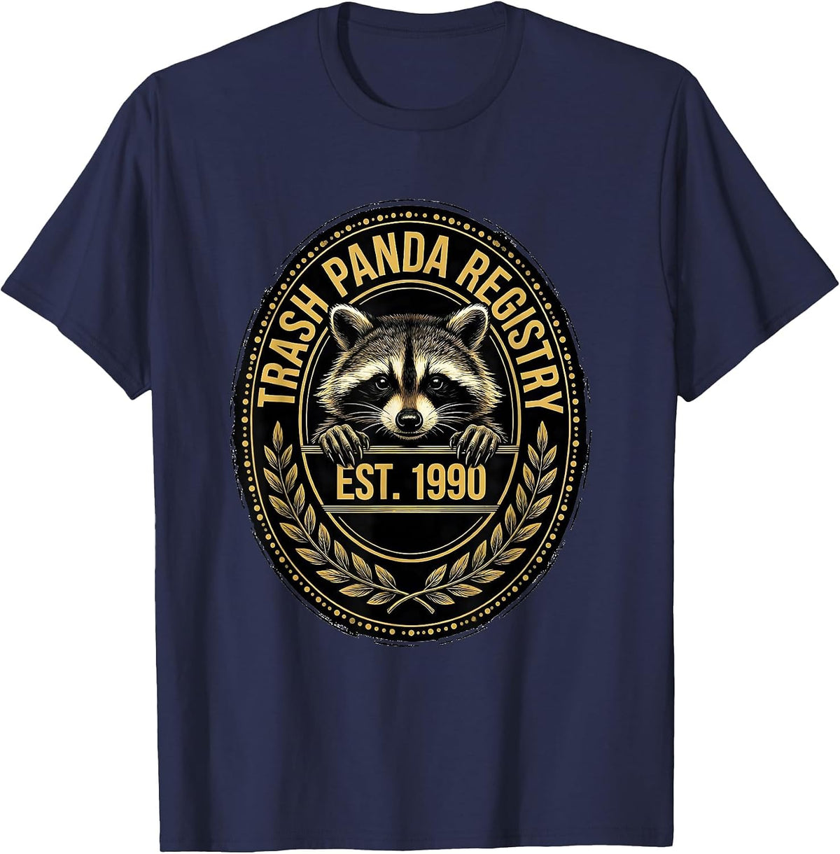 Men's Trash Panda Registry Est. 1990 Funny Raccoon Birthday Gift T-Shirt - Navy Blue
