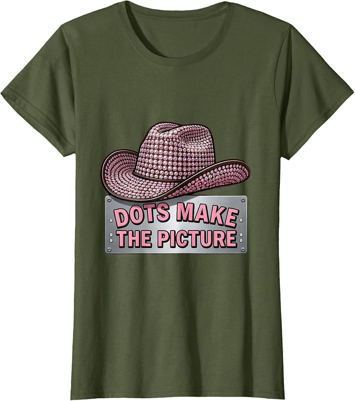 Women's Dots Make The Picture Artistic Dot Design T-Shirt - Olive Green