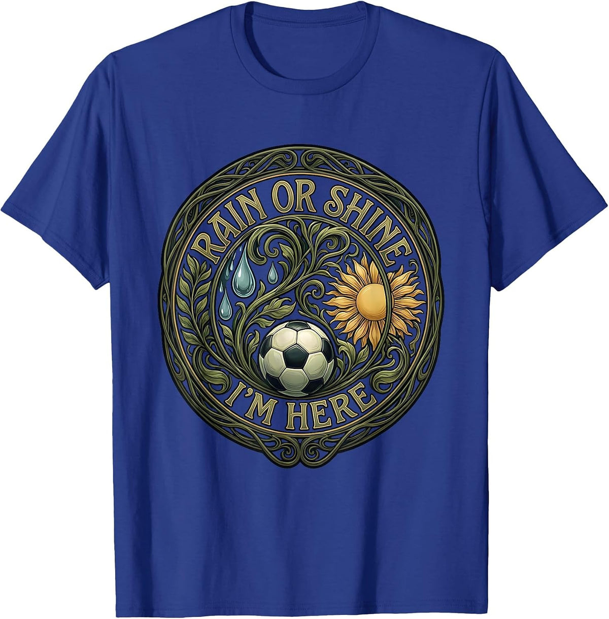 Men's Rain or Shine Soccer Dad Graphic Design T-Shirt - Royal Blue
