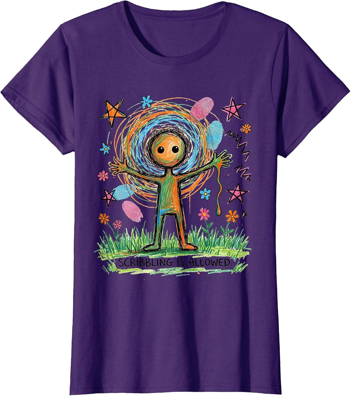 Women's Scribbling Is Allowed Funny Art Teacher Back To School T-Shirt - Purple