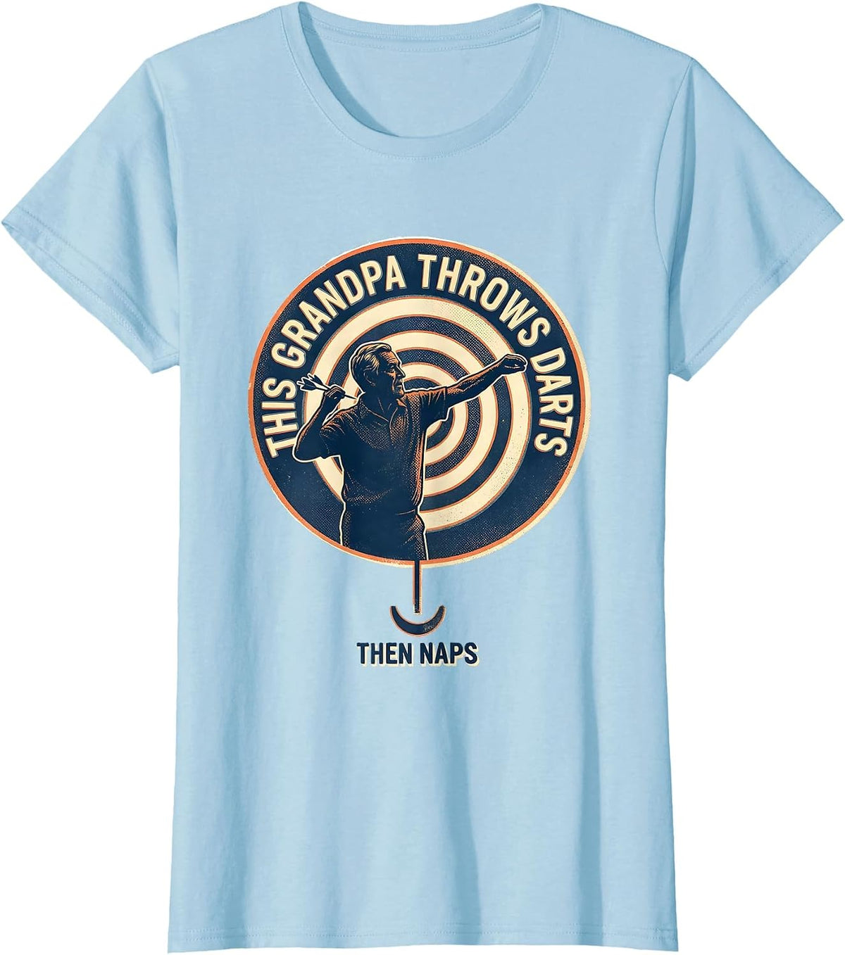 Women's This Grandpa Throws Darts Then Naps Funny Grandpa Gift T-Shirt - Baby Blue