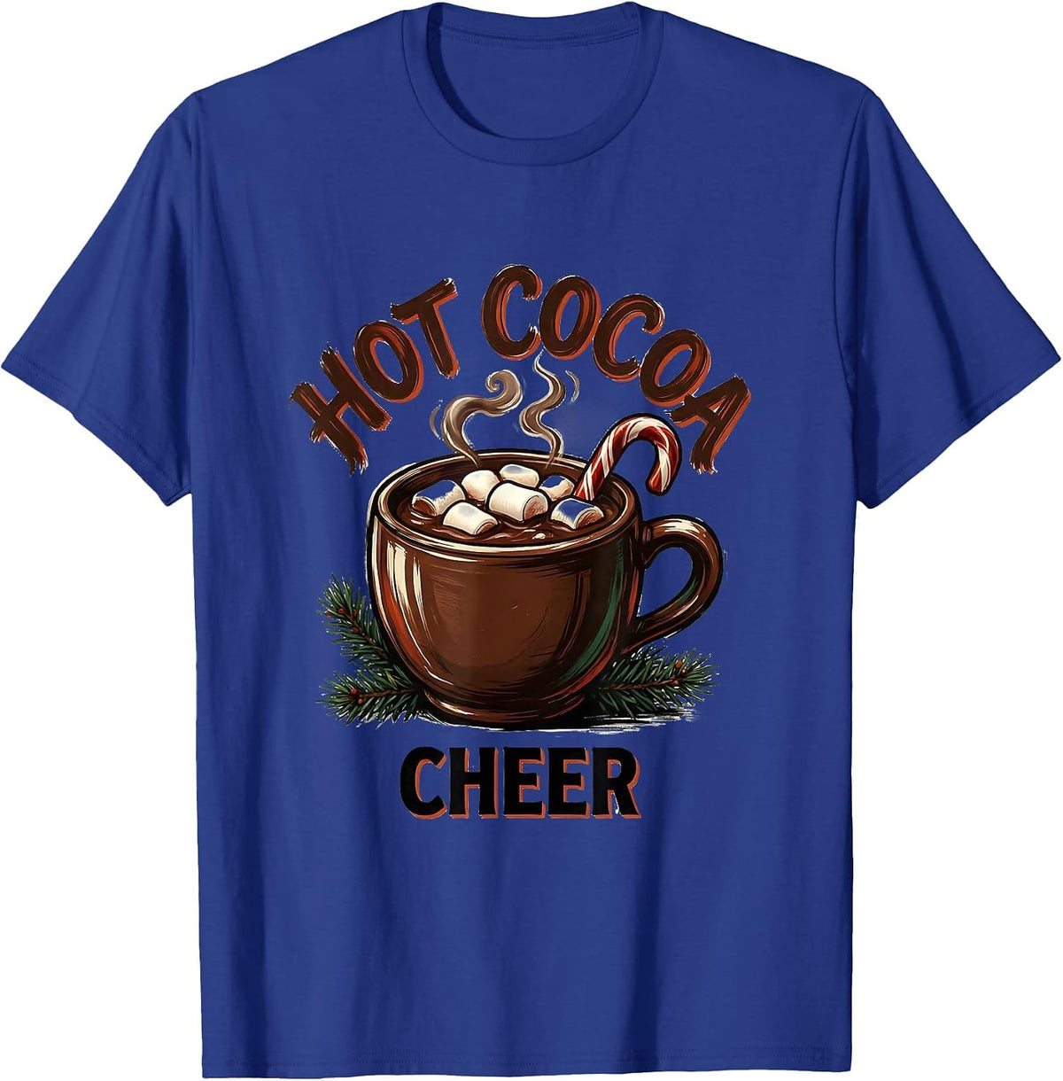 Hot Cocoa Cheer Cozy Whimsical Christmas Hot Chocolate Lover T-Shirt - Royal Blue