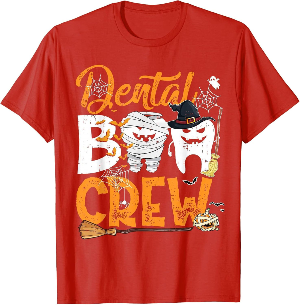Dental Boo Crew Funny Dentist Assistant Halloween Costume T-Shirt - Red