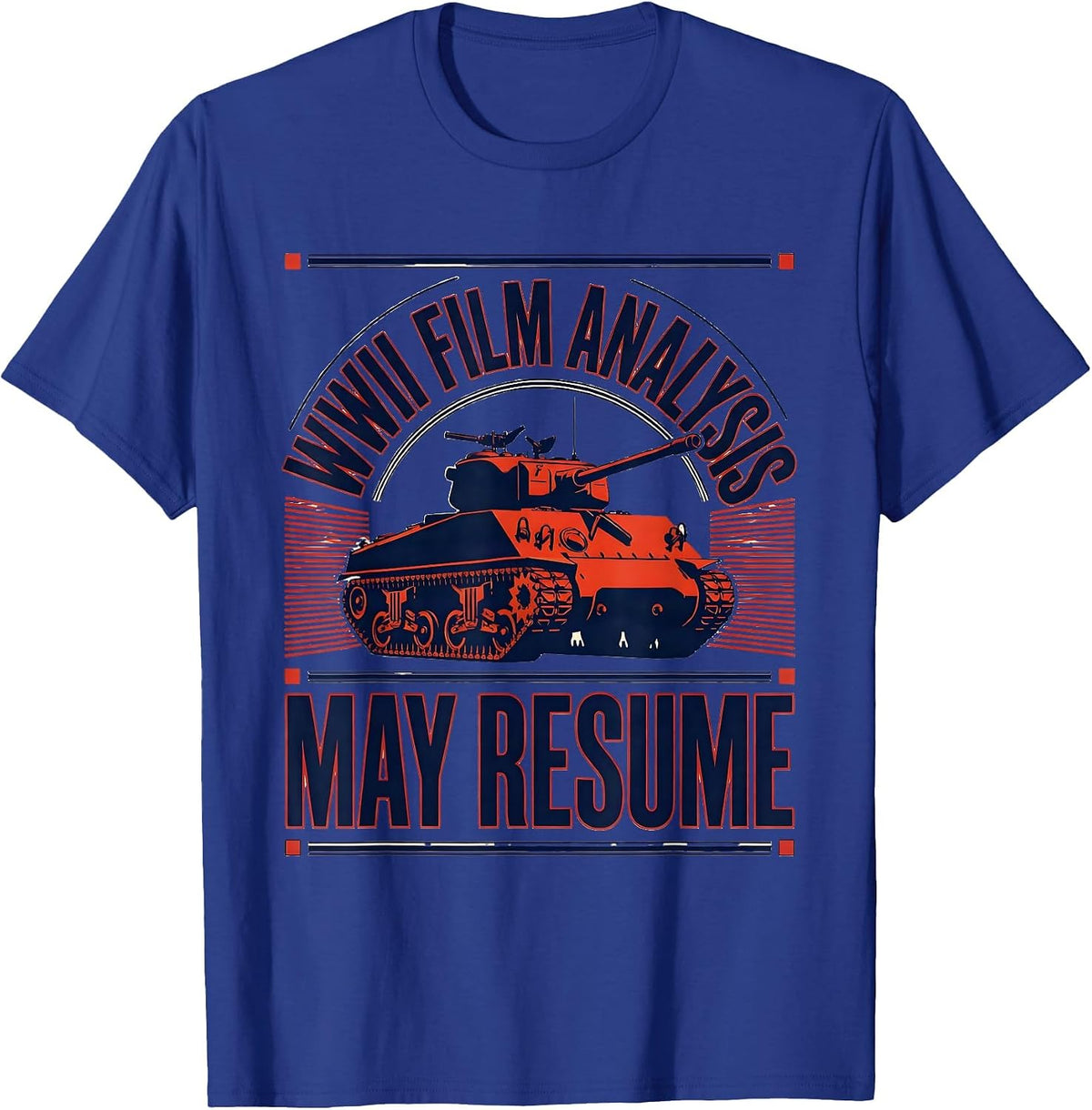 Men's WWII Film Analysis May Resume Retro World War Two History T-Shirt - Royal Blue