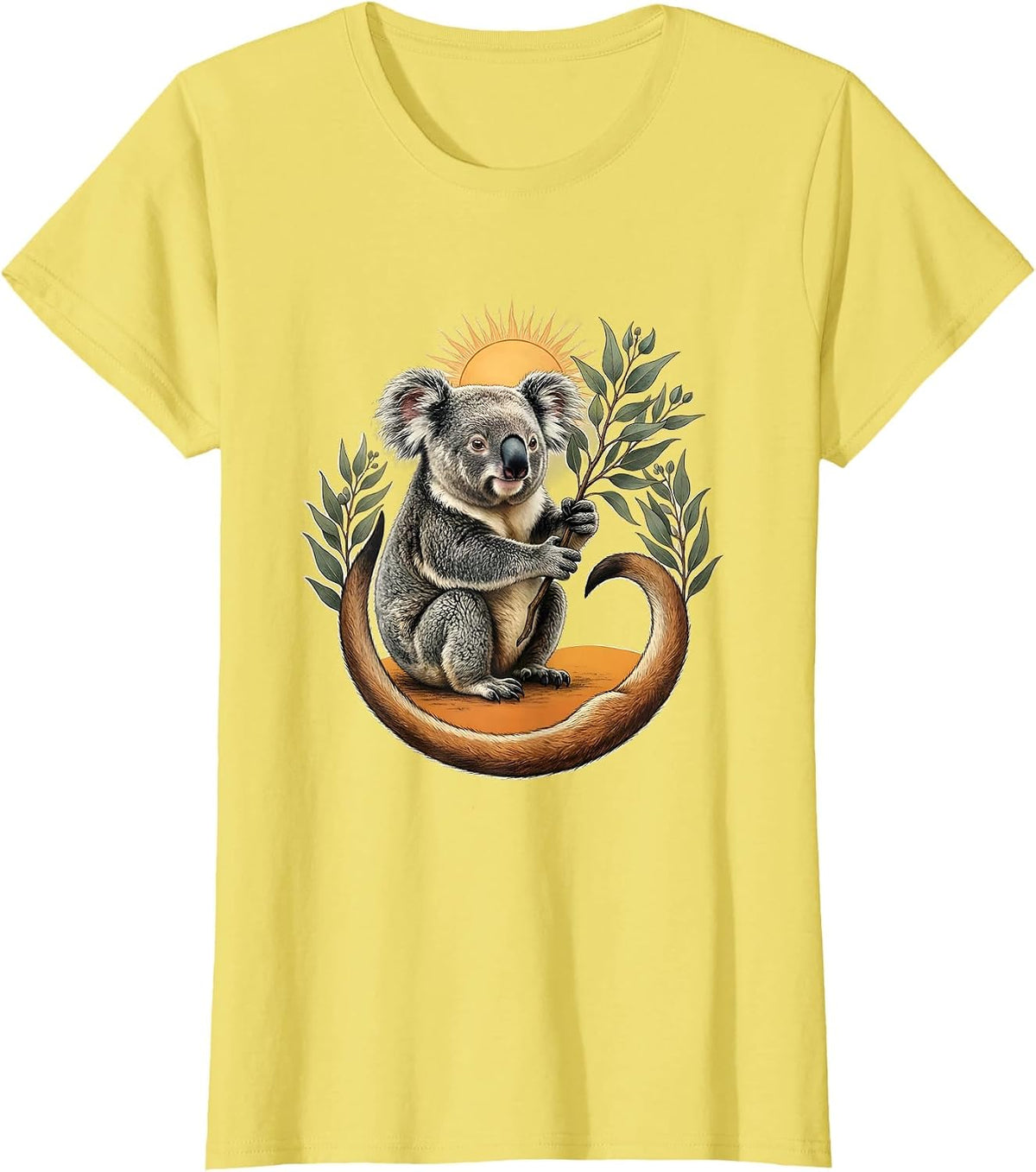 Koala and Kangaroo Emblem Australian Wildlife Souvenir T-Shirt - Lemon Yellow